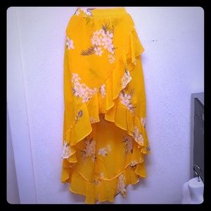 Yellow Flower Print Skirt